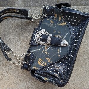 Camo studded purse